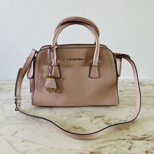 MICHAEL KORS Harper Blossom Baby Pink Leather Medium Satchel Crossbody Bag